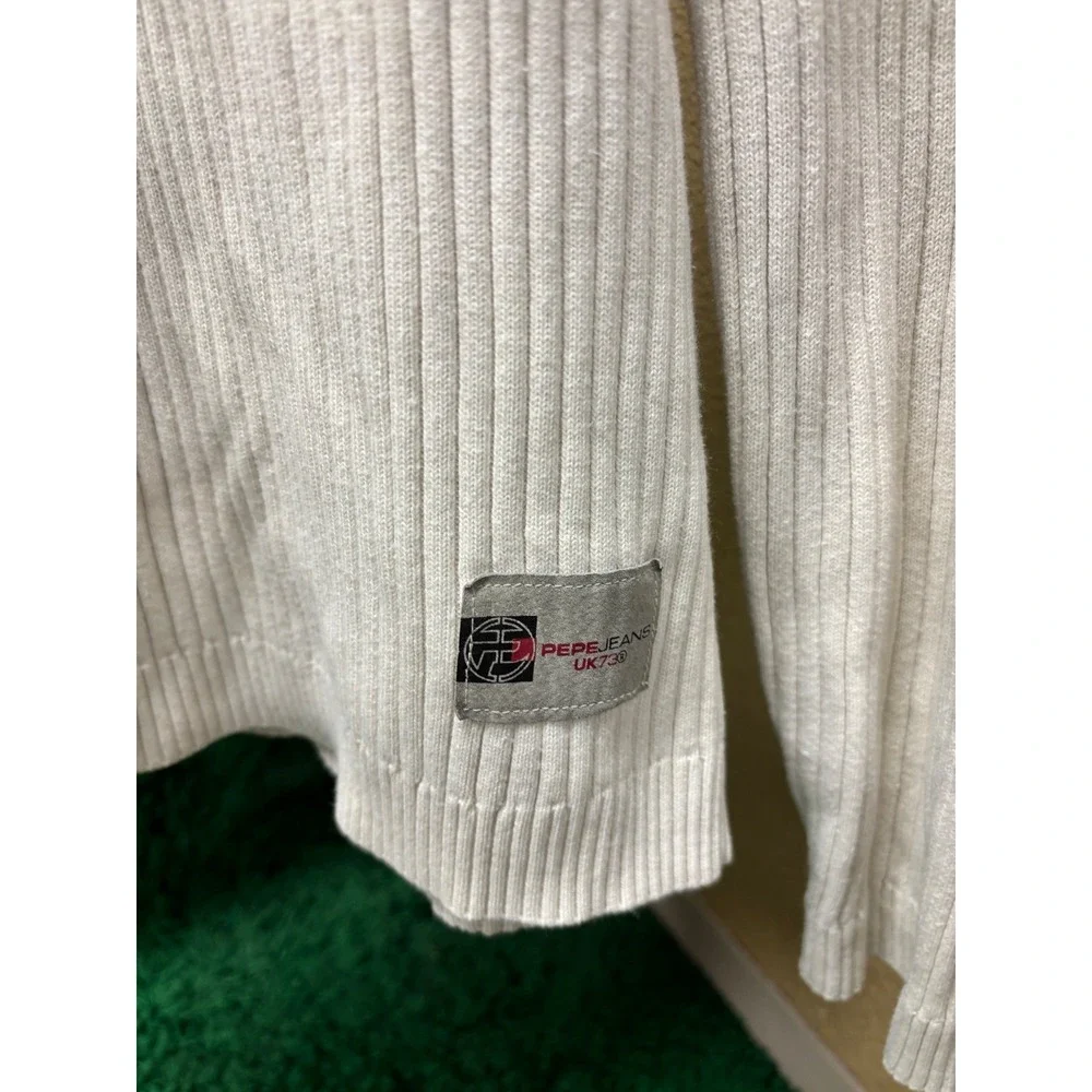 Vintage Y2K Pepe Jeans London Men's Size XL White Ribbed‎ Knit Sweater UK73